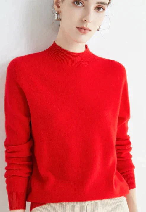 Clemmie | Womens Mock Neck Long Sleeve Relaxed Knit Jumper