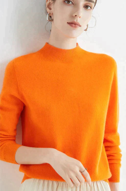 Clemmie | Womens Mock Neck Long Sleeve Relaxed Knit Jumper