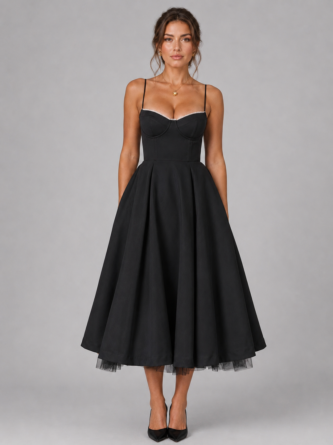 Clemmie | Womens Sleeveless Pleated Midi Skirt Dress