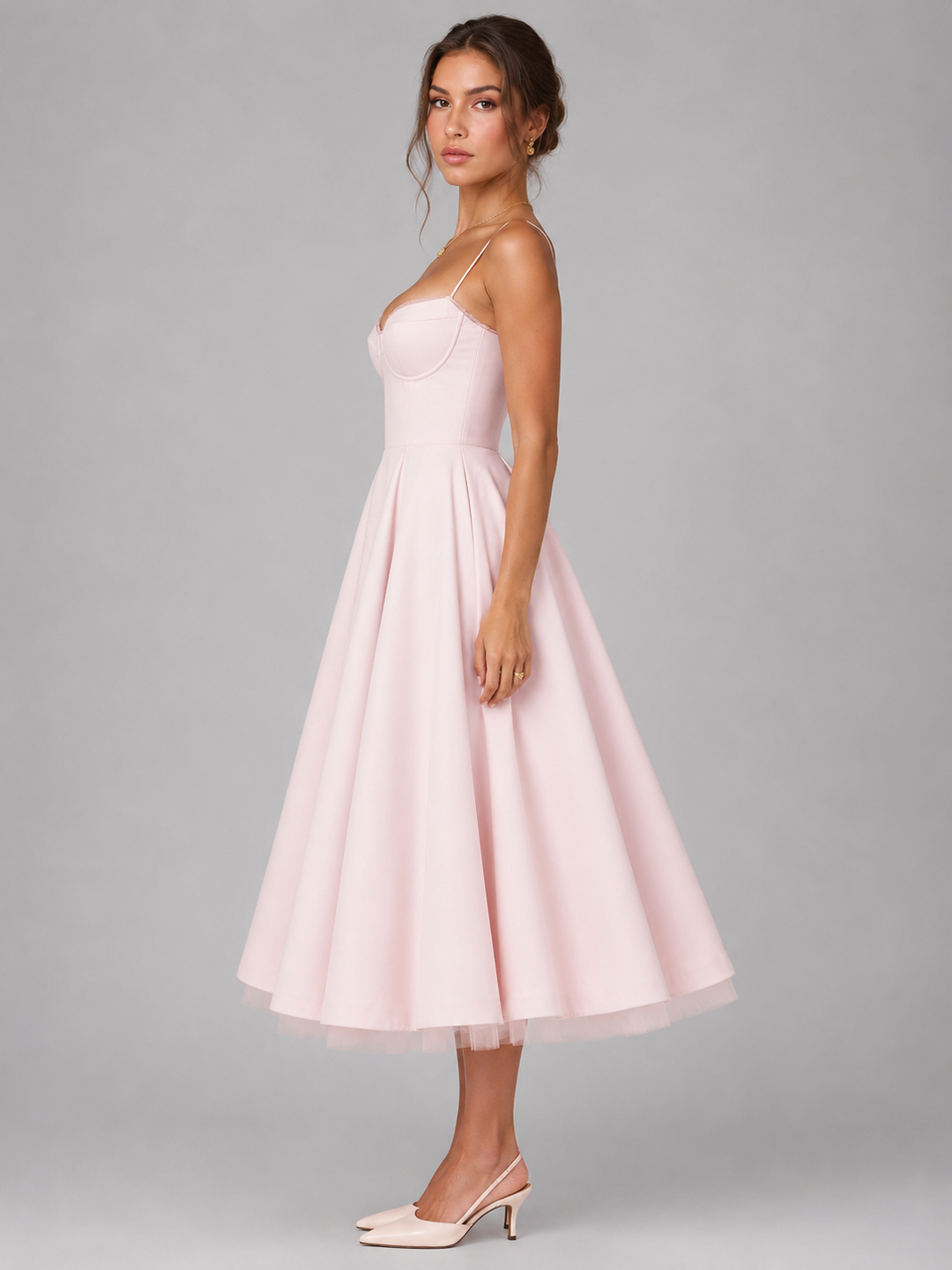 Clemmie | Womens Sleeveless Pleated Midi Skirt Dress