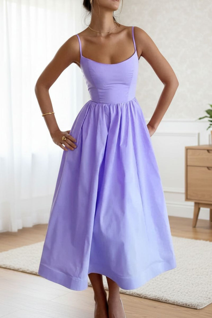 Clemmie | Womens Sleeveless Pleated Midi Summer Dress