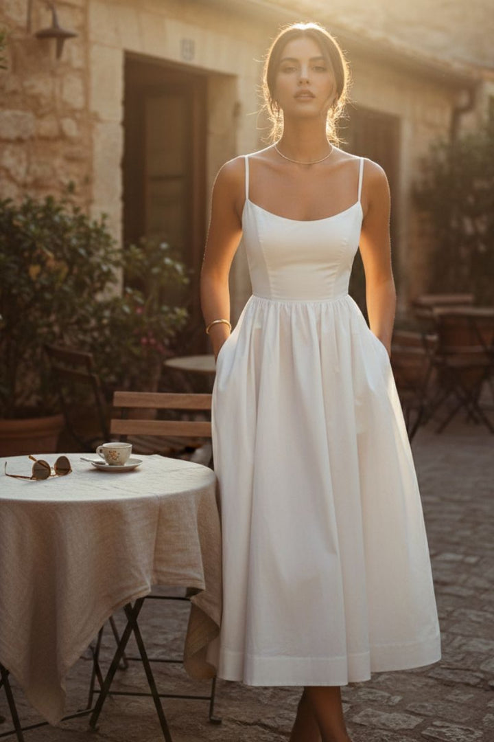 Clemmie | Womens Sleeveless Pleated Midi Summer Dress