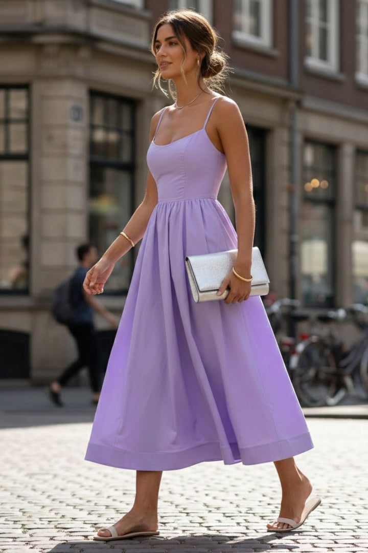 Clemmie | Womens Sleeveless Pleated Midi Summer Dress