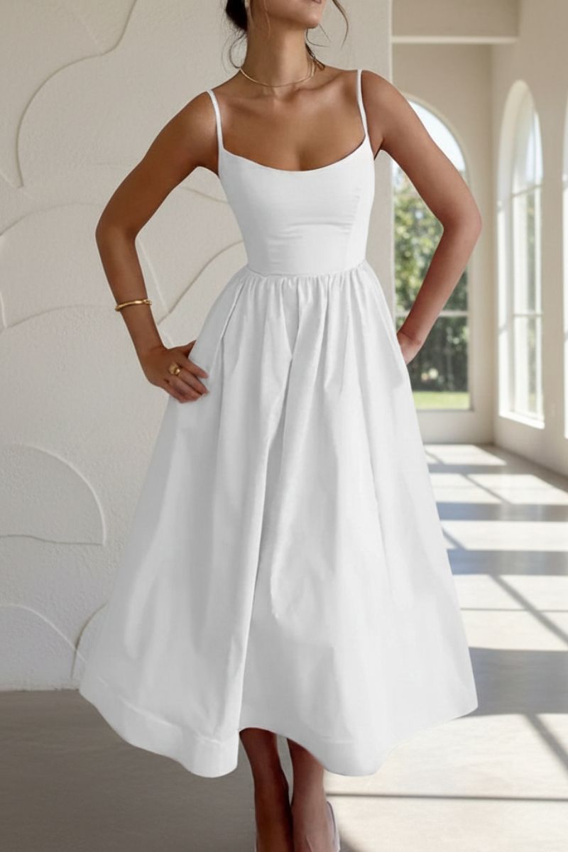 Clemmie | Womens Sleeveless Pleated Midi Summer Dress