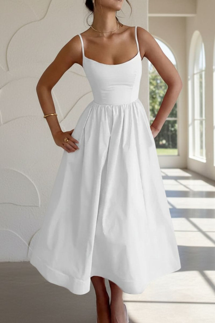 Clemmie | Womens Sleeveless Pleated Midi Summer Dress