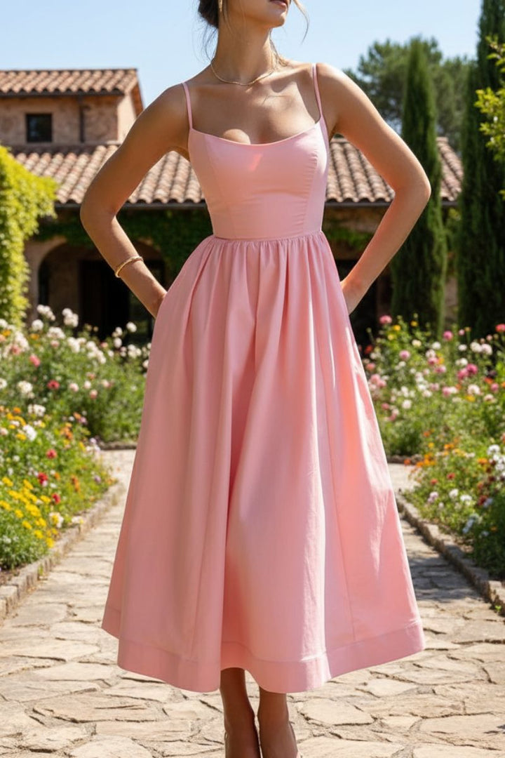 Clemmie | Womens Sleeveless Pleated Midi Summer Dress