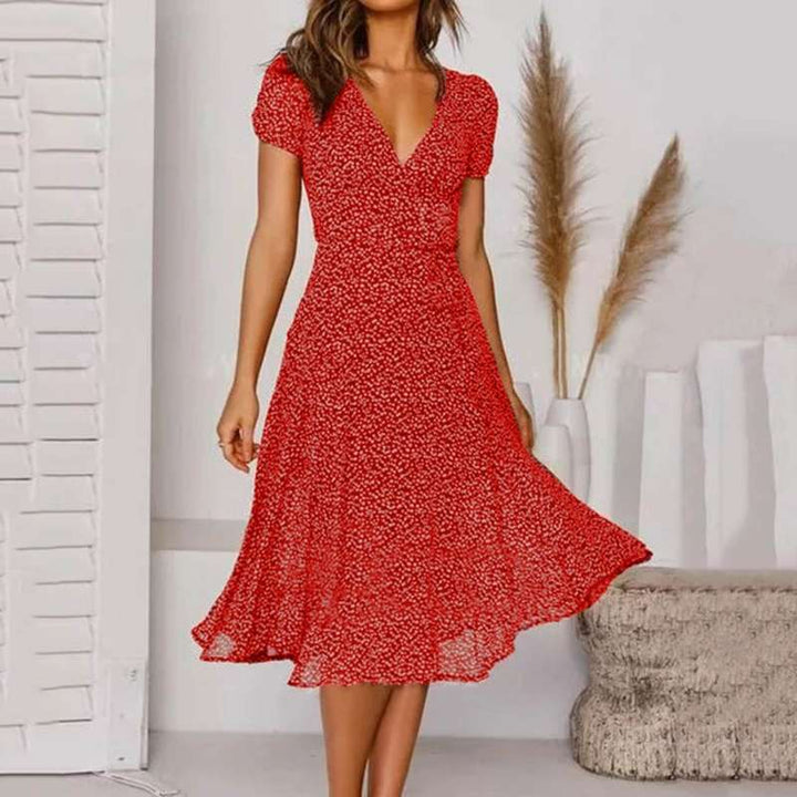 Cressida | Floral Wedding Guest Midi Wrap Dress