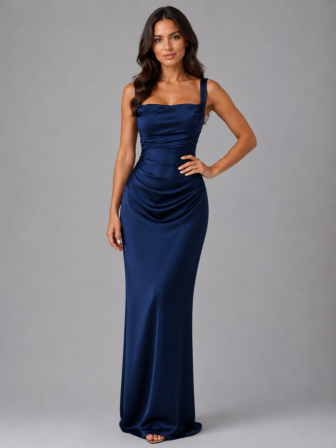 Cressida | Wedding Guest Cowl Neck Satin Maxi Dress