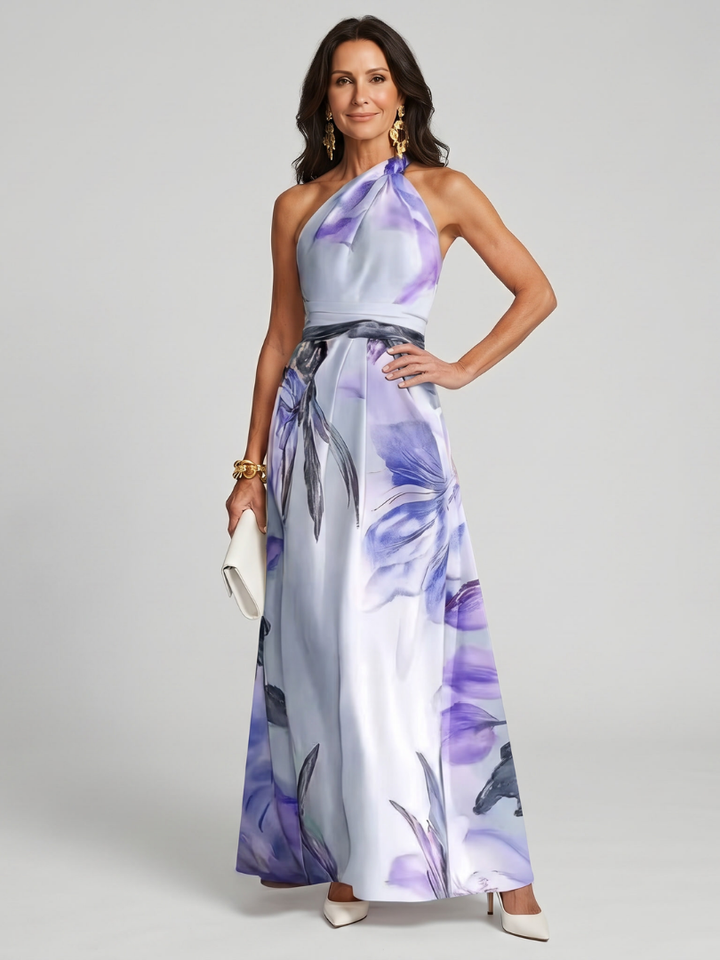 Cressida | Wedding Guest Floral Halter Maxi Dress