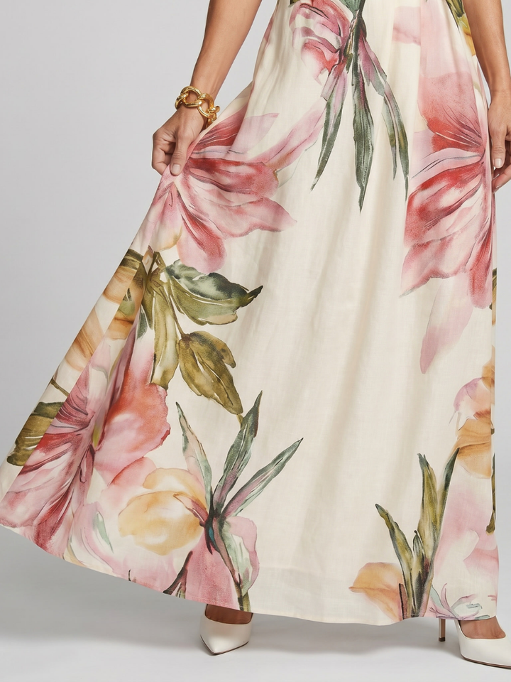 Cressida | Wedding Guest Floral Halter Maxi Dress