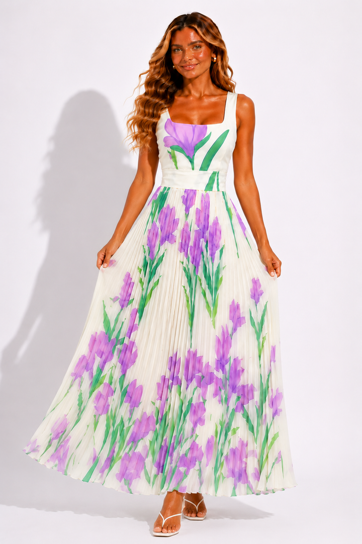 Daisy | Sleeveless Wedding Guest Floral Maxi Dress