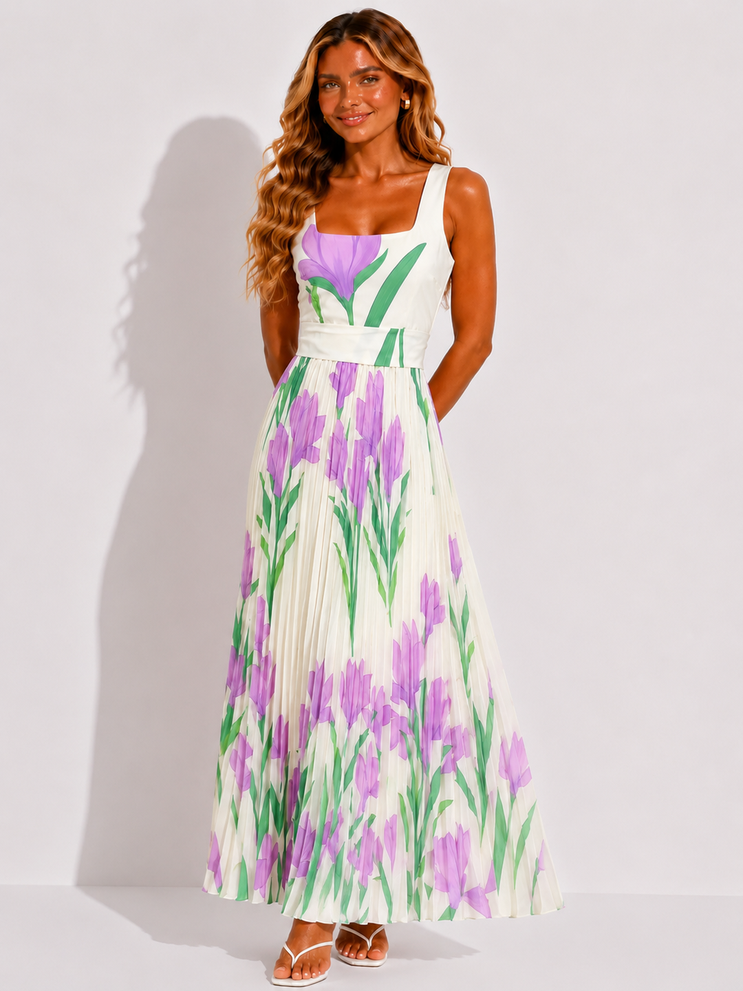 Daisy | Sleeveless Wedding Guest Floral Maxi Dress