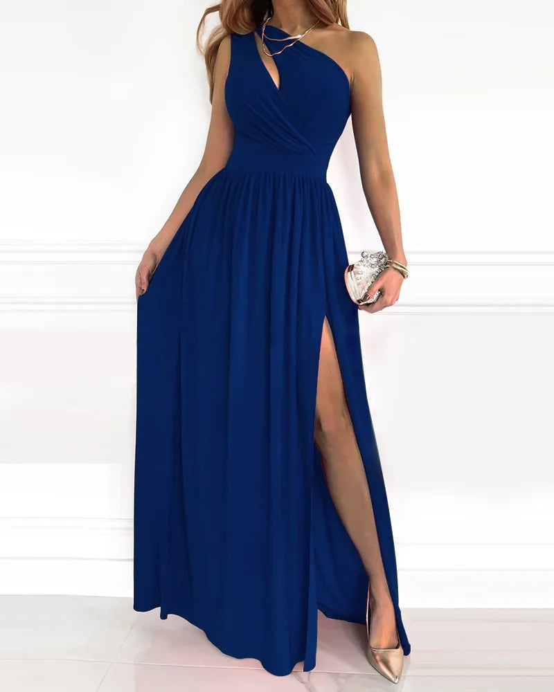 Daisy | Wedding Guest One Shoulder Pleated Maxi Dress