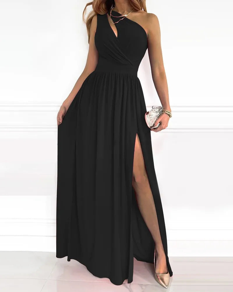 Daisy | Wedding Guest One Shoulder Pleated Maxi Dress