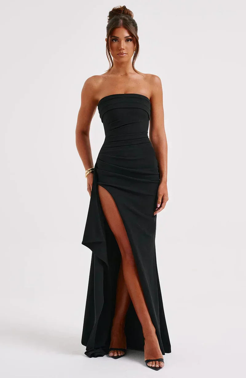 Daisy | Wedding Guest Strapless Ruched Maxi Dress