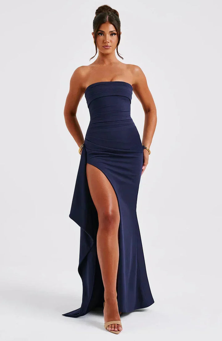 Daisy | Wedding Guest Strapless Ruched Maxi Dress