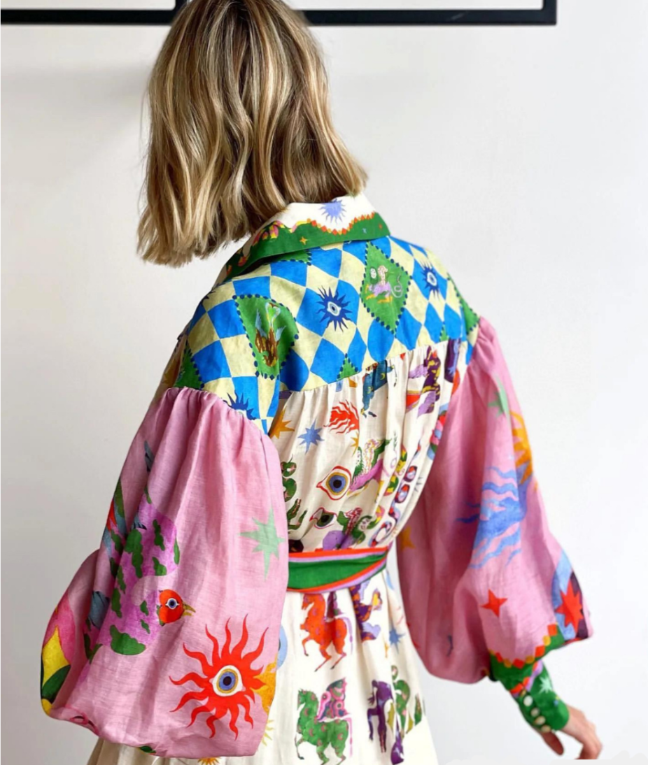 Darcey | Belted Printed Long Sleeve Maxi Shirt Dress