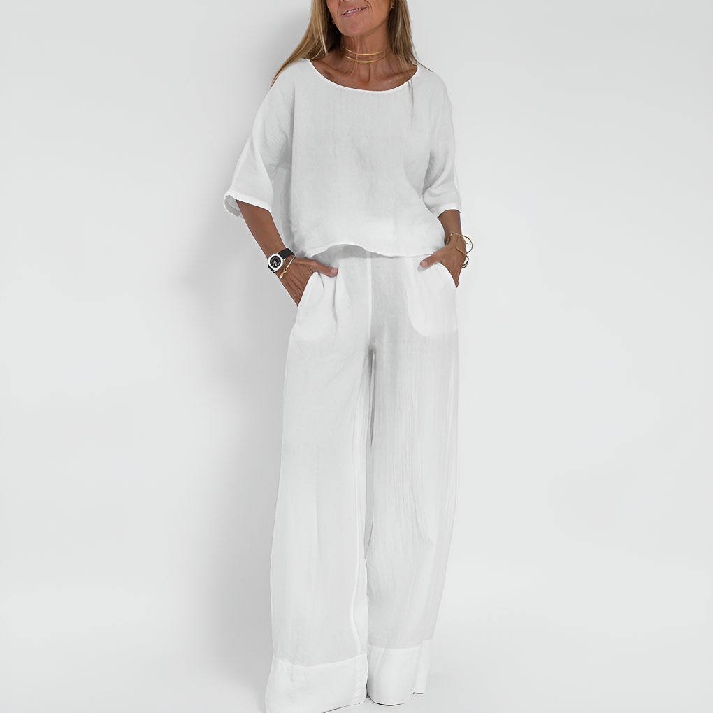 Darcey | Linen Wide Leg Trousers Womens Co-ord Set