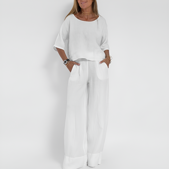 Darcey | Linen Wide Leg Trousers Womens Co-ord Set