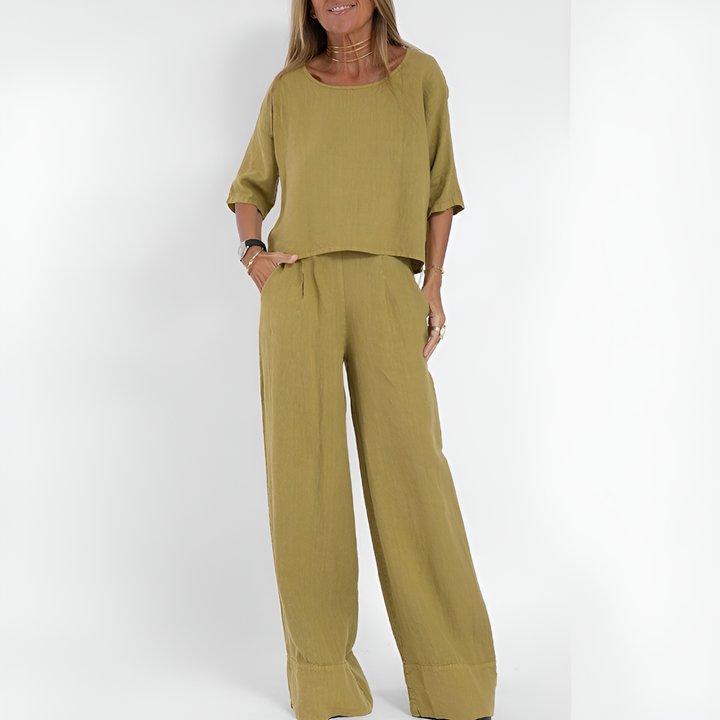 Darcey | Linen Wide Leg Trousers Womens Co-ord Set