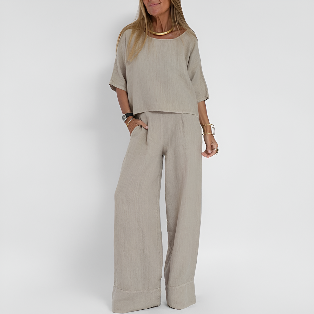 Darcey | Linen Wide Leg Trousers Womens Co-ord Set