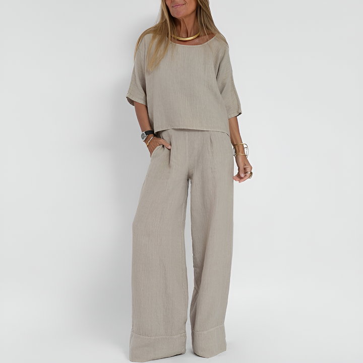 Darcey | Linen Wide Leg Trousers Womens Co-ord Set