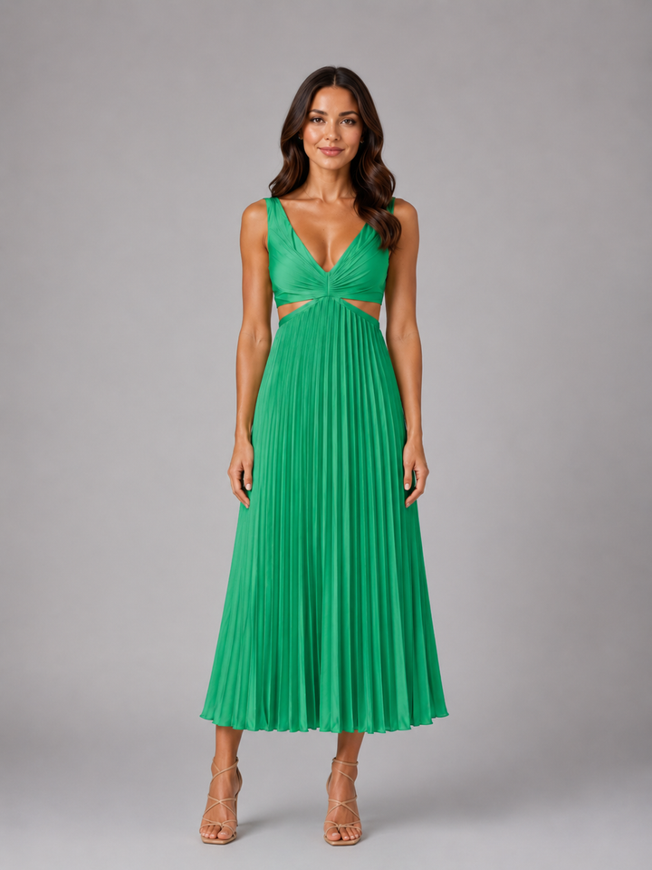 Darcey | Wedding Guest Cut Out Pleated Maxi Dress