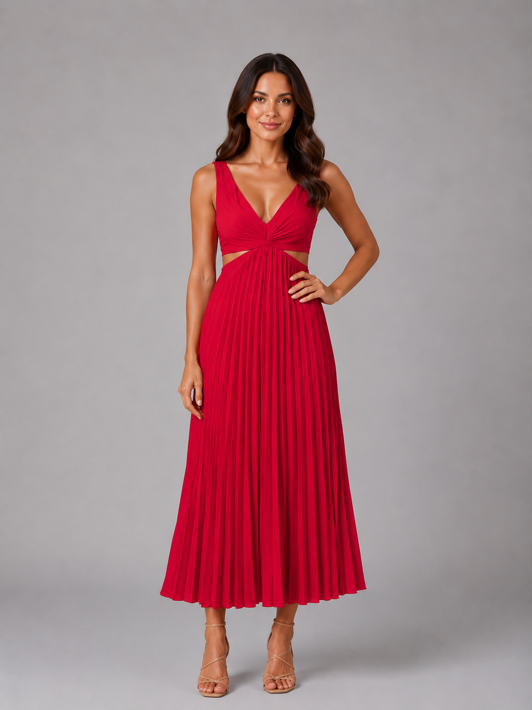Darcey | Wedding Guest Cut Out Pleated Maxi Dress