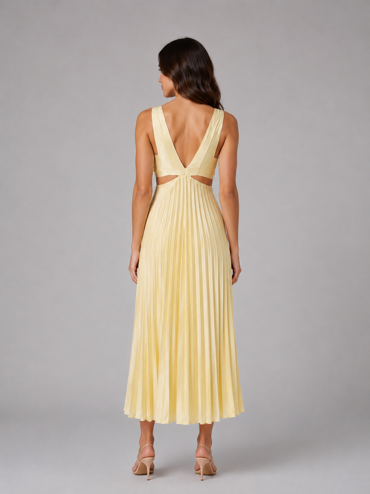 Darcey | Wedding Guest Cut Out Pleated Maxi Dress
