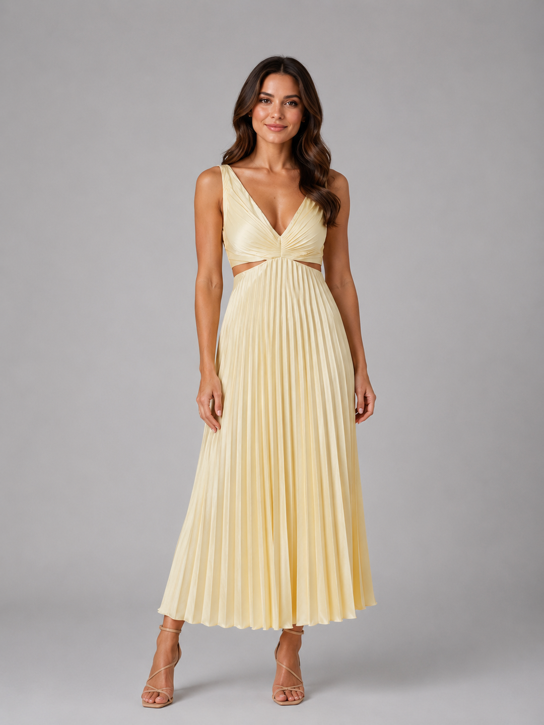 Darcey | Wedding Guest Cut Out Pleated Maxi Dress