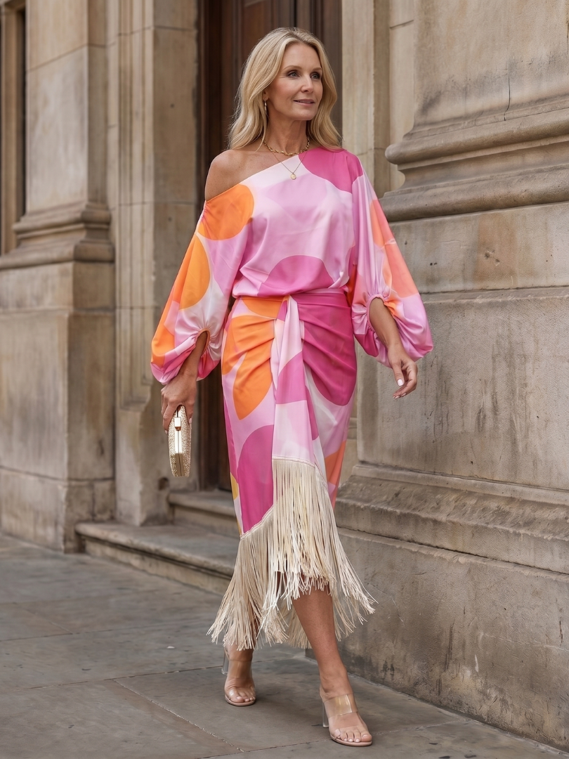 Darcey | Wedding Guest Off Shoulder Long Sleeve Maxi Dress