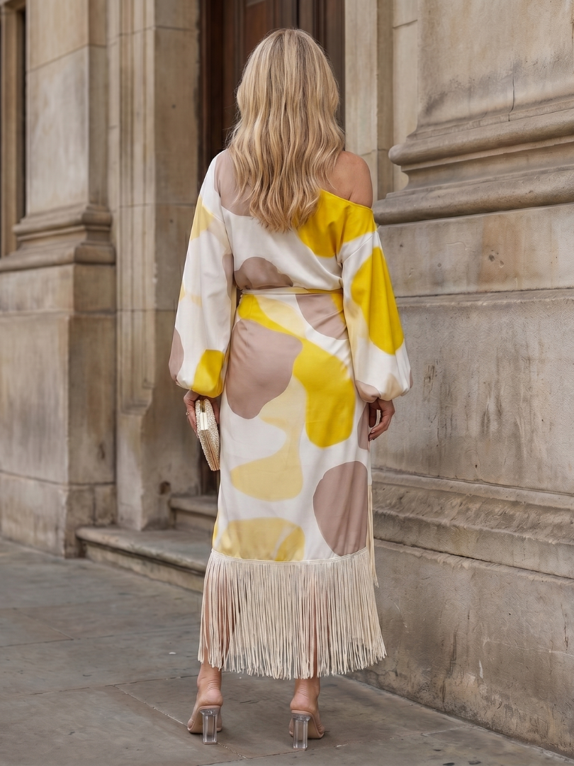 Darcey | Wedding Guest Off Shoulder Long Sleeve Maxi Dress