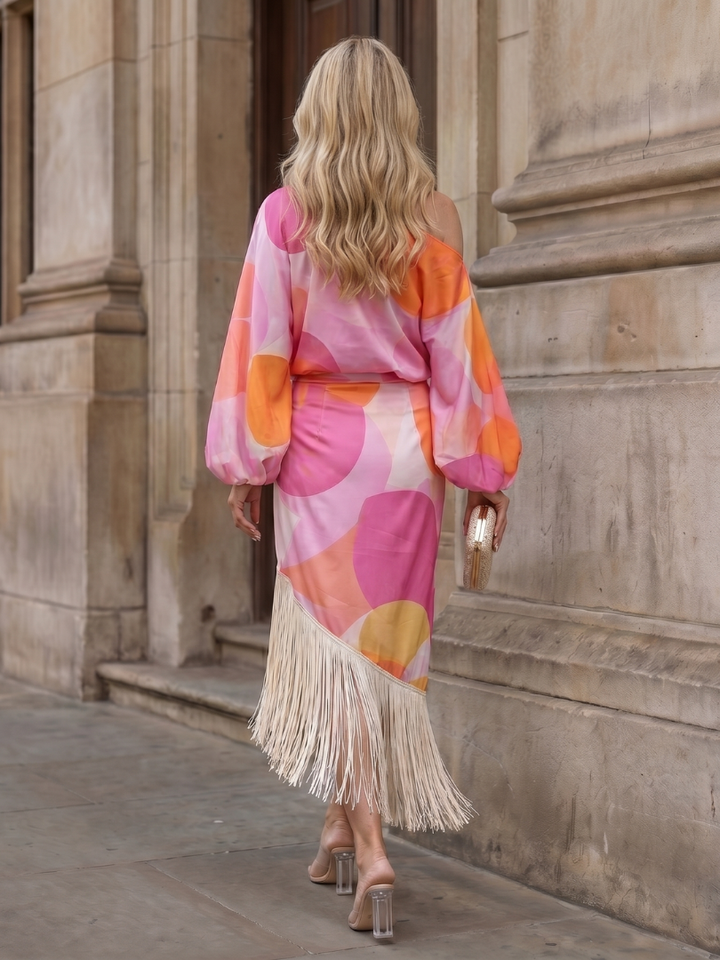 Darcey | Wedding Guest Off Shoulder Long Sleeve Maxi Dress