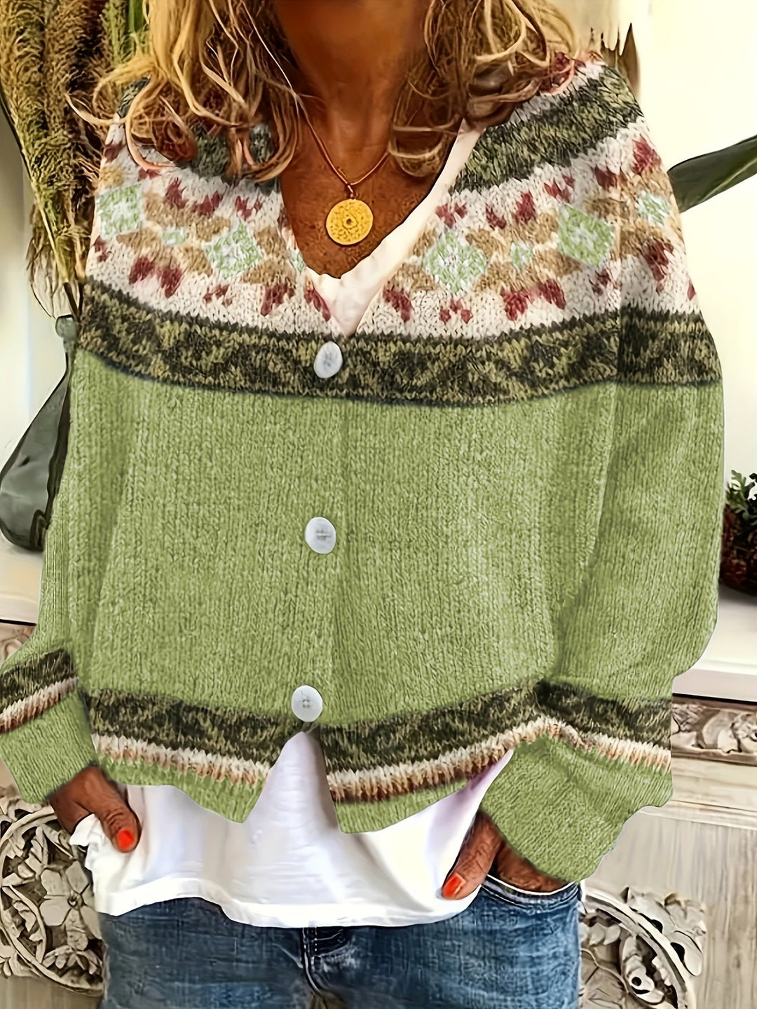 Darcey | Womens Floral V Neck Button Long Sleeve Cardigan