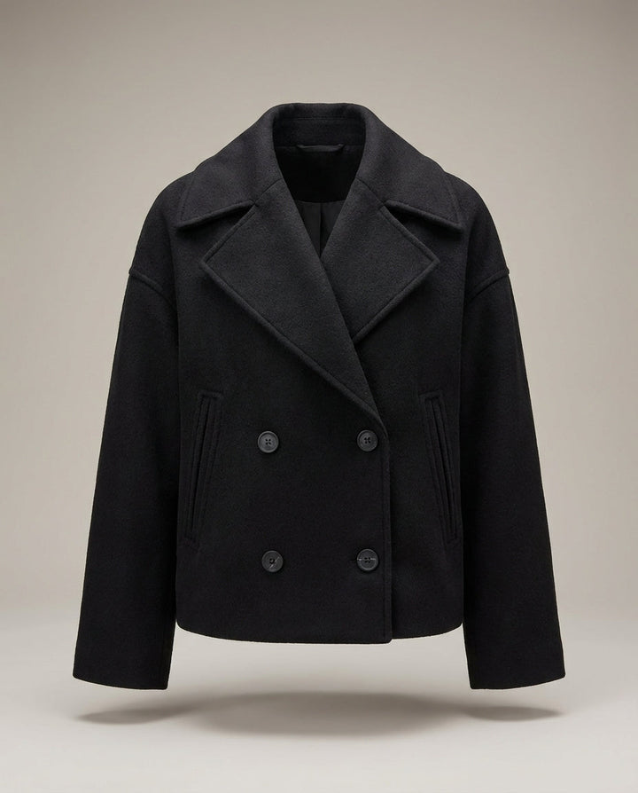 Darcy | Double Breasted Wool Blend Collared Peacoat