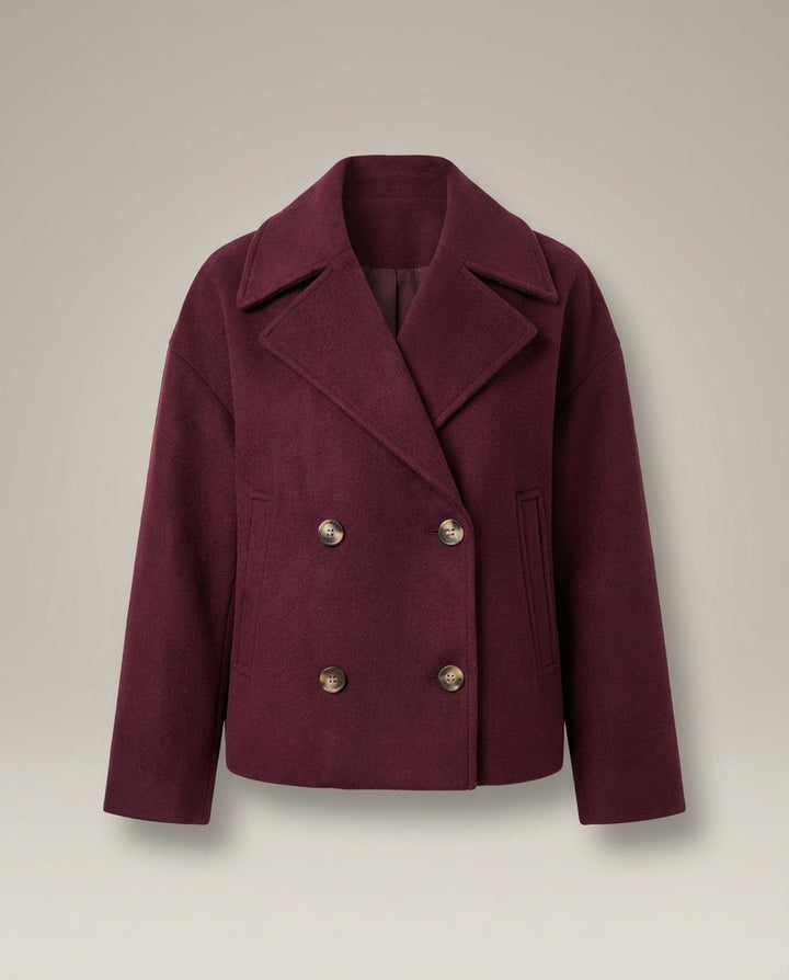Darcy | Double Breasted Wool Blend Collared Peacoat