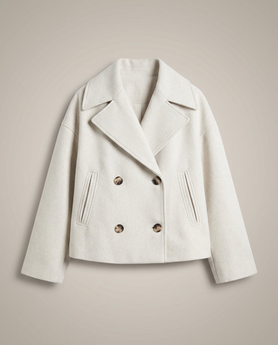 Darcy | Double Breasted Wool Blend Collared Peacoat