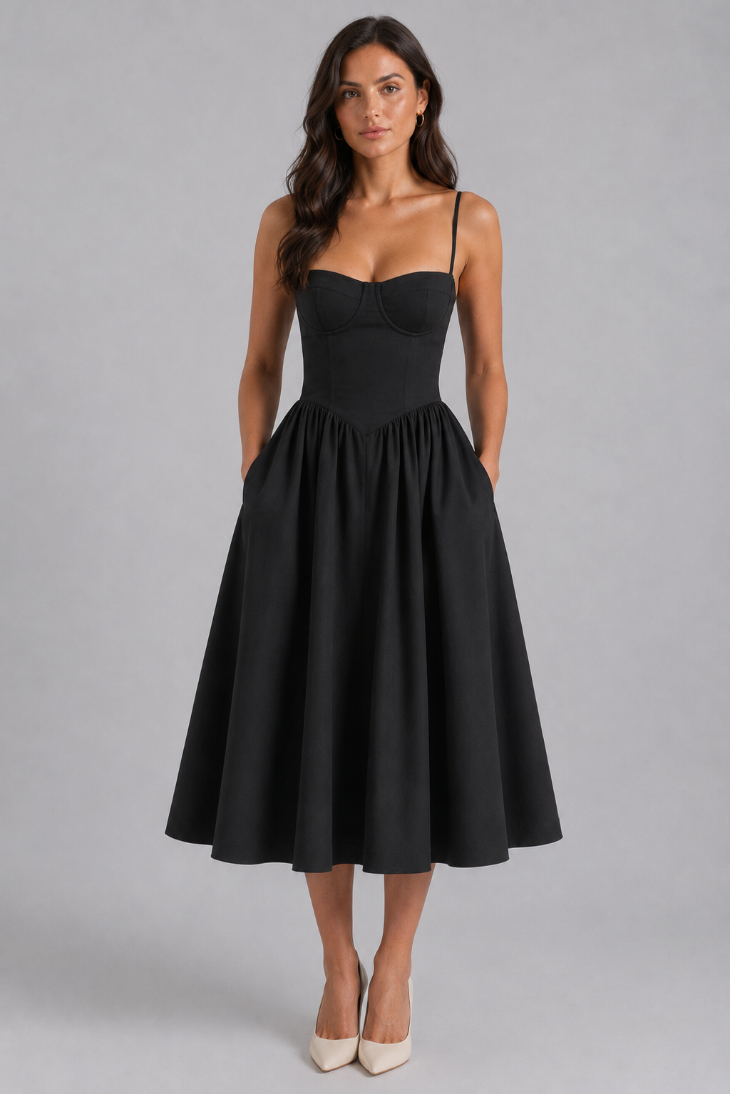 Effie | Floral Sleeveless Wedding Guest Midi Dress