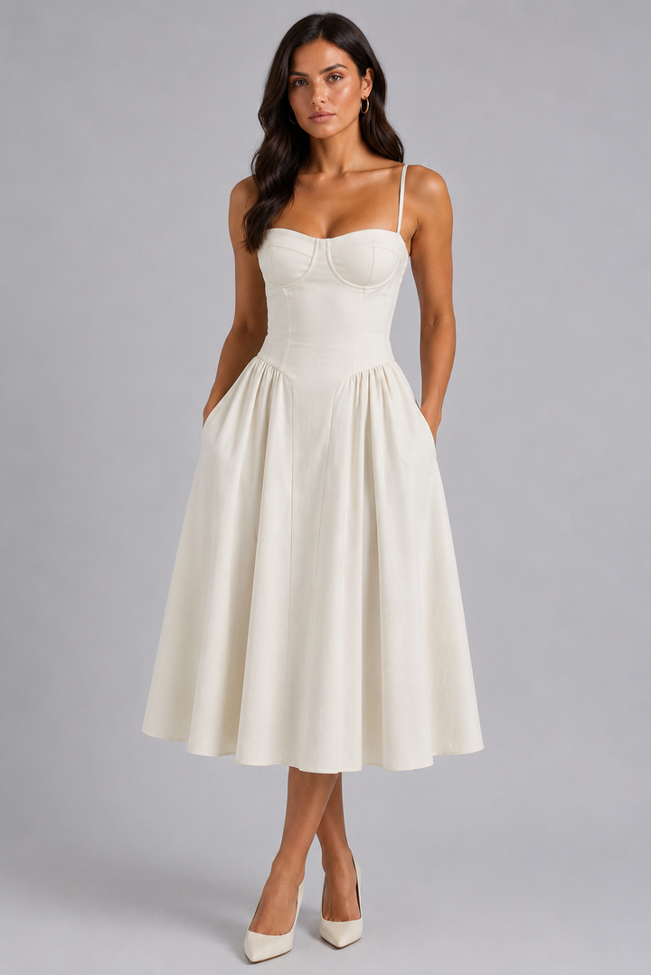 Effie | Floral Sleeveless Wedding Guest Midi Dress