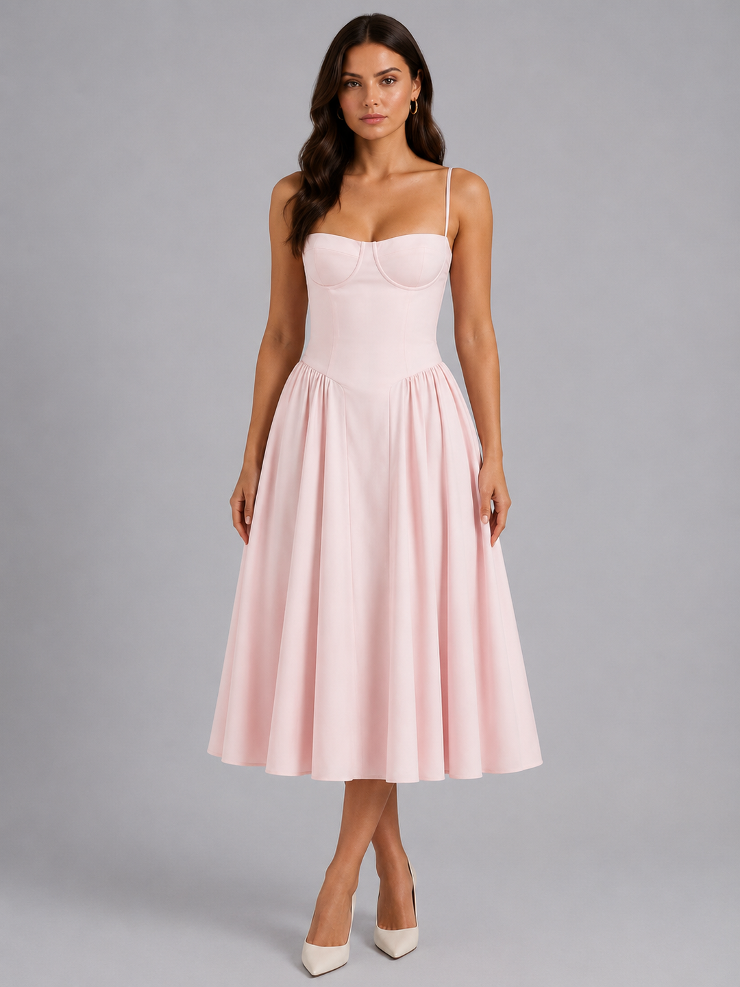 Effie | Floral Sleeveless Wedding Guest Midi Dress