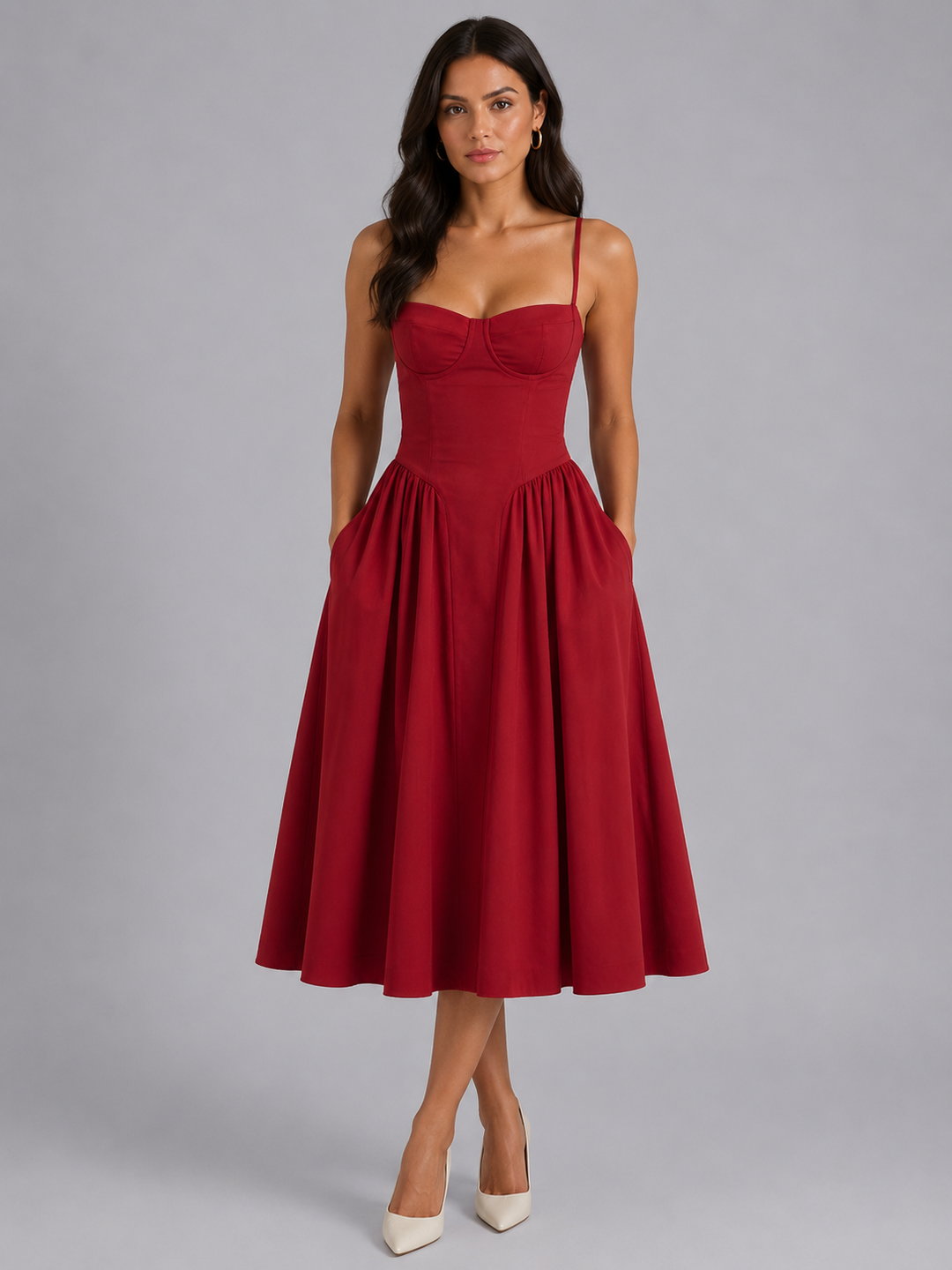 Effie | Floral Sleeveless Wedding Guest Midi Dress