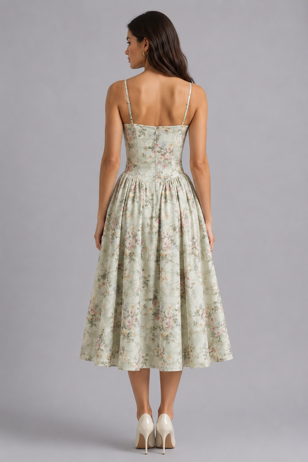 Effie | Floral Sleeveless Wedding Guest Midi Dress