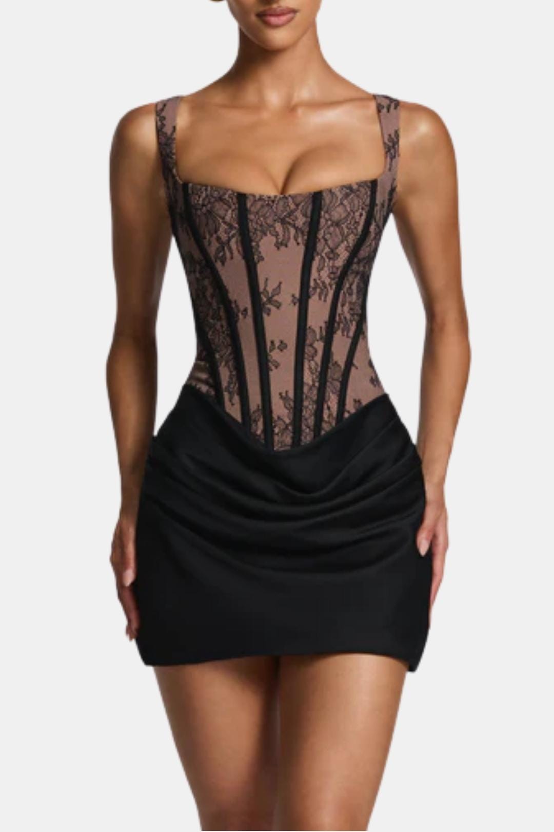 Effie | Ruched Satin Corset Party Mini Dress