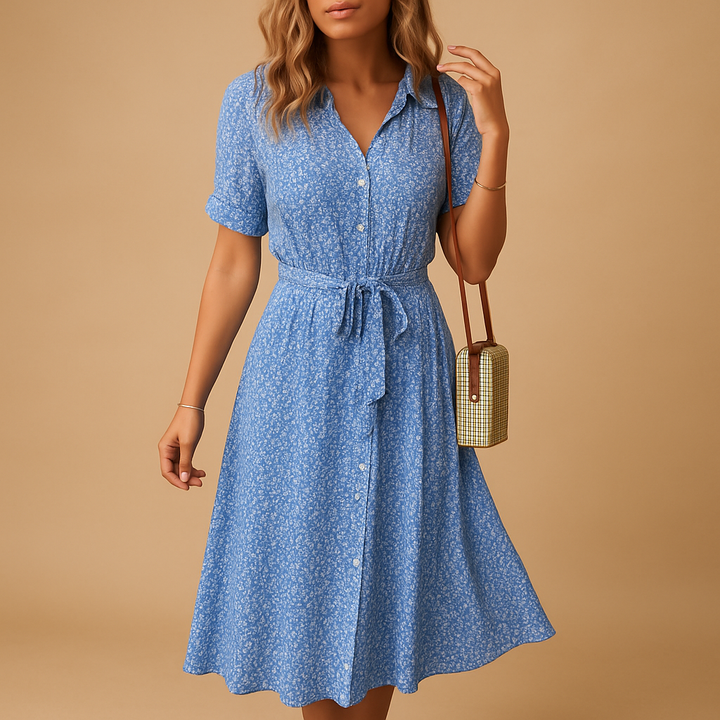 Effie | Wedding Guest Floral Wrap Midi Dress Short Sleeve