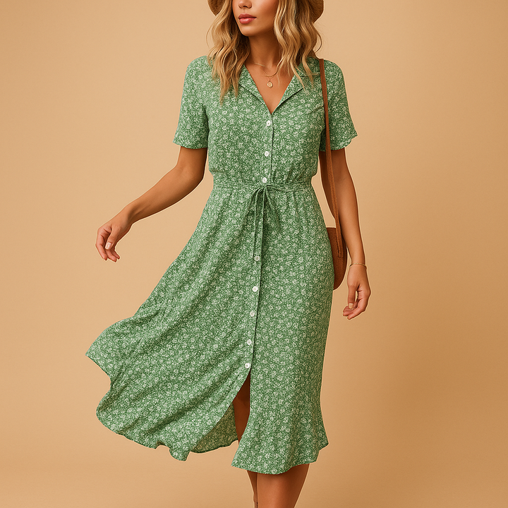 Effie | Wedding Guest Floral Wrap Midi Dress Short Sleeve