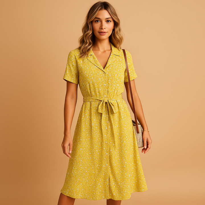 Effie | Wedding Guest Floral Wrap Midi Dress Short Sleeve