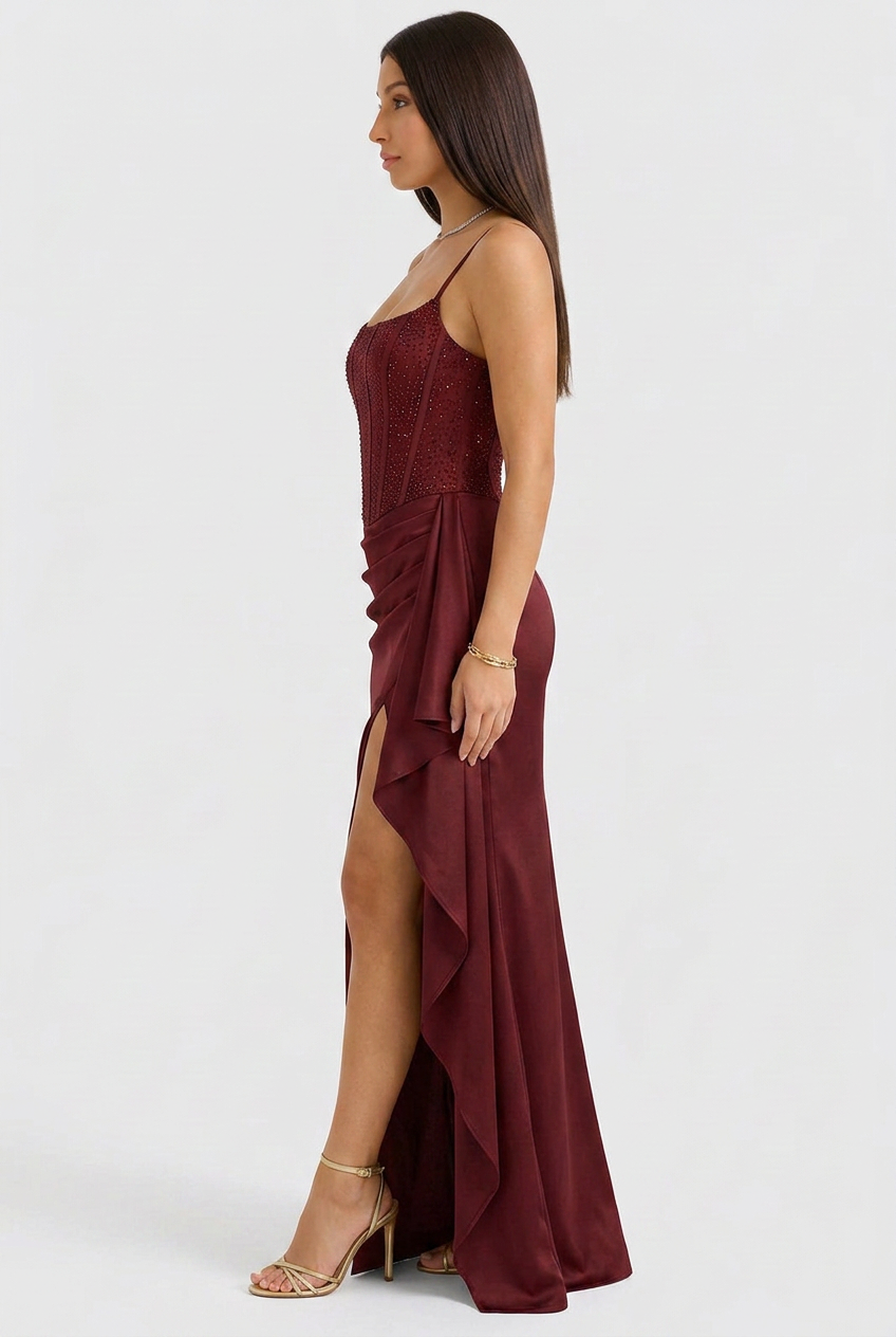Evie | Embellished Evening Draped Maxi Dress
