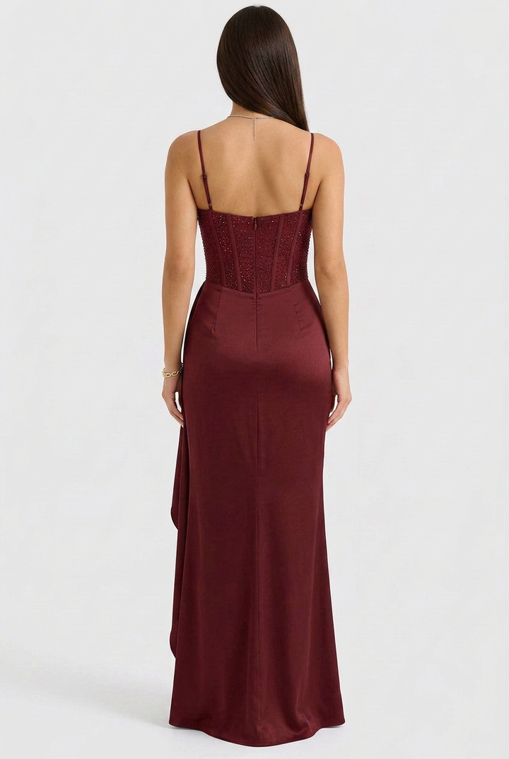 Evie | Embellished Evening Draped Maxi Dress
