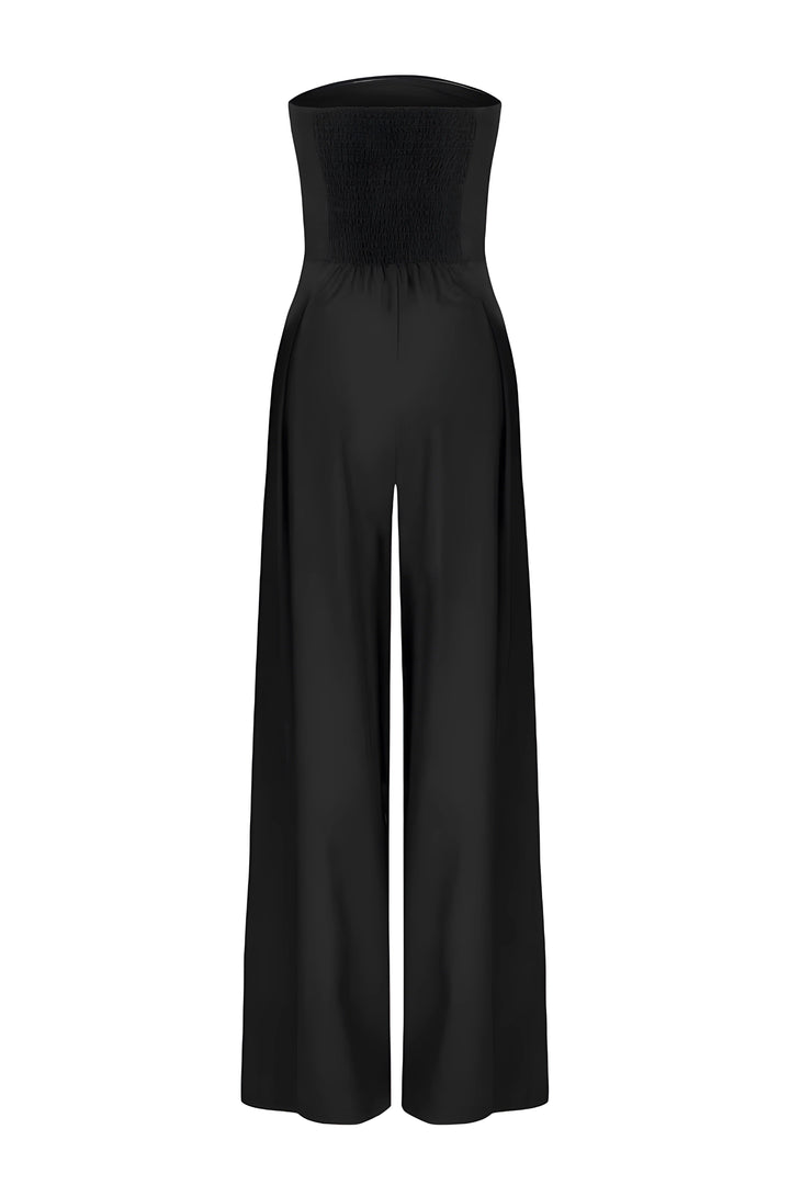 Elsie | Dressy Strapless Wide Leg Wedding Party Jumpsuit