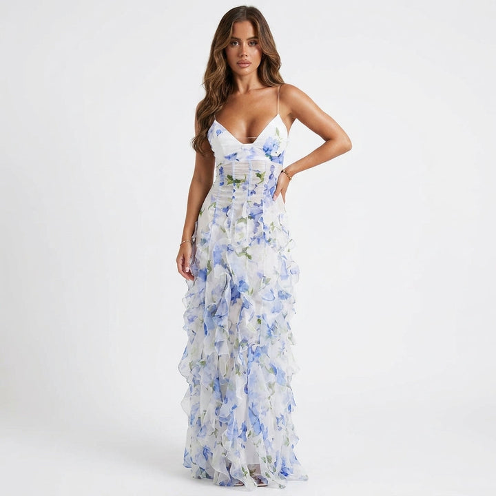 Elsie | Wedding Guest Floral White Maxi Dress